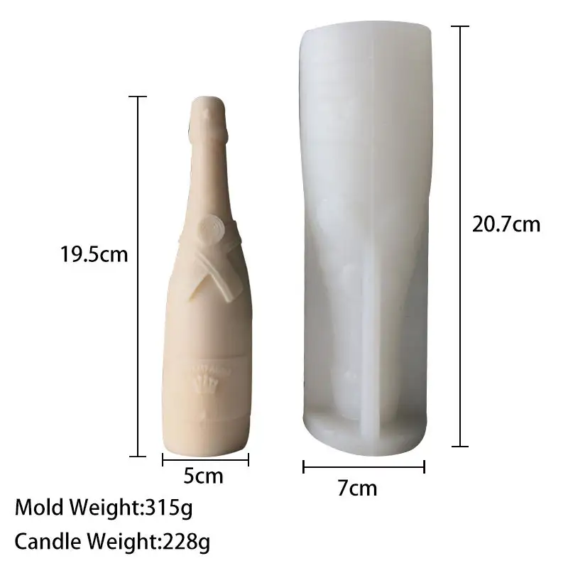 J5.0 molde de resina artesanal, de decoração de casa, forma de silicone para garrafa de champanhe