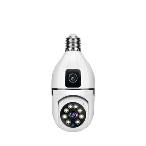 2024 precio barato 4MP al aire libre inalámbrico de doble lente Cámara CCTV IP E27 lámpara de enchufe Wifi doble lente bombilla PTZ cámara de red