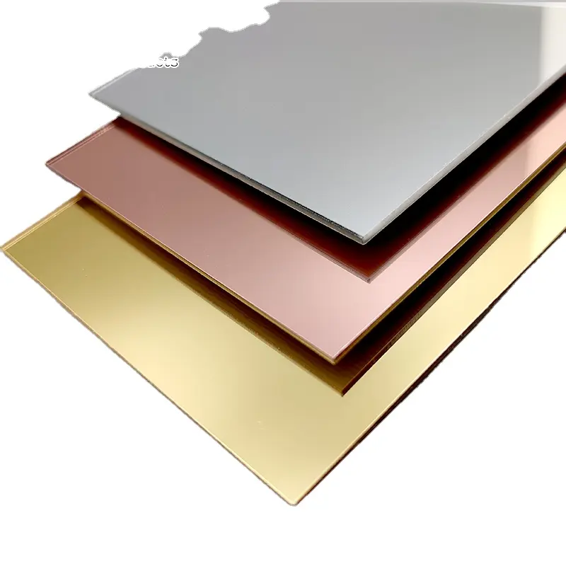 Espejo acrílico hoja plata oro acrílico hoja precio de fábrica 1mm 3mm 4x8ft paneles acrílicos