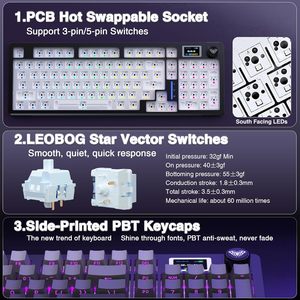 AULA S98 Gasket Mechanical <strong>Keyboard</strong> 98 <strong>Keys</strong> RGB Wireless Bluetooth Gaming <strong>Keyboard</strong> Suitable for <strong>Computer</strong> case - Product Image 3
