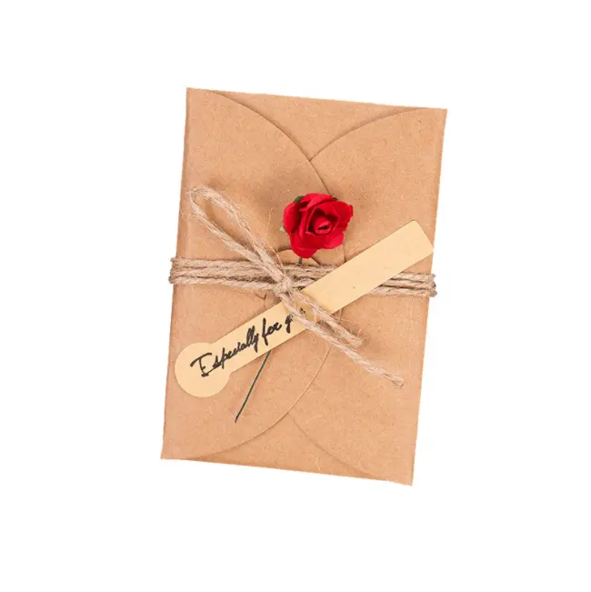 Carta regalo del contenitore di regalo di affari del regalo della mano di festa della cartolina d'auguri creativa di benedizione del fiore secco della carta kraft dell'annata