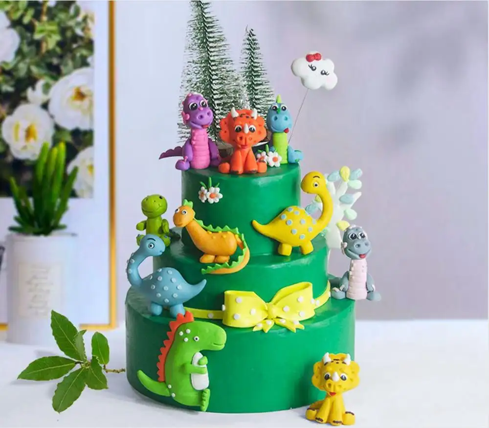恐竜のテーマパルティケーキトッパー恐竜ジャングルサファリ誕生日パーティーの装飾男の子恐竜ケーキの装飾ジュラ紀の世界のパーティーの装飾