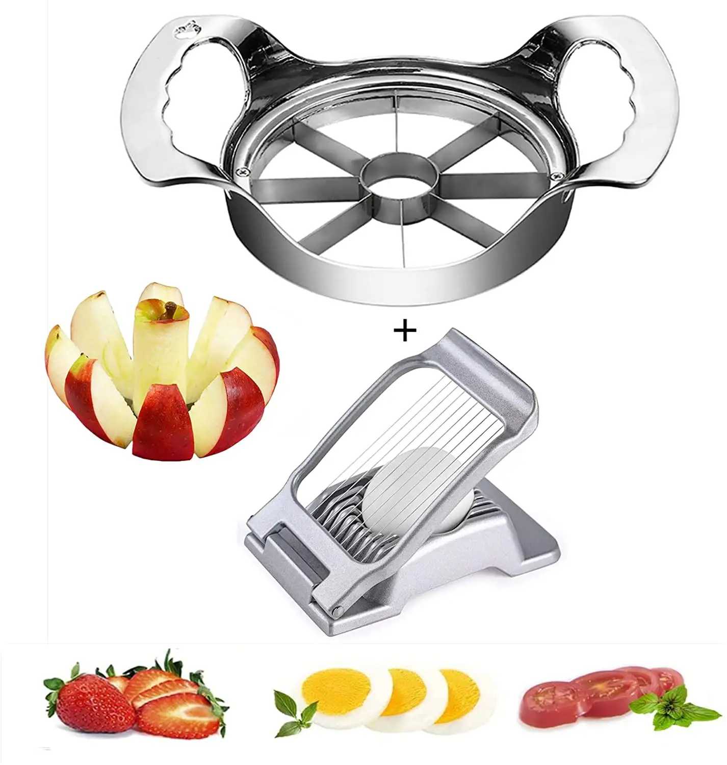 NEWELL Kitchen Helper verdura affettatrice per mele affettatrice per uova per uova sode confezione da 2 sicura per uova fragola mela frutta morbida