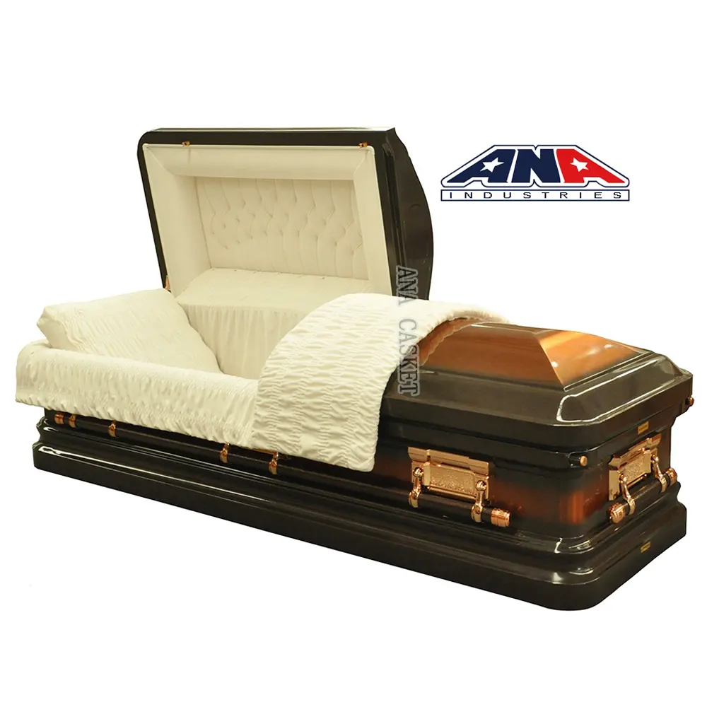 Ana china fornecedor bronze escovado acabamento dispositivo de baixação preço funeral cafquetes para venda
