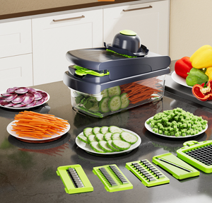 12-in-1 çok fonksiyonlu gıda parçalayıcı profesyonel soğan kıyıcı ile 7 bıçakları sebze kesici ile konteyner için salata - Product Image 6