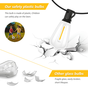 Nuevo diseño 52ft 15M 25 piezas st38 Edison bombilla <span class=keywords><strong>led</strong></span> guirnalda Cadena de luz al aire libre con energía solar luces impermeables