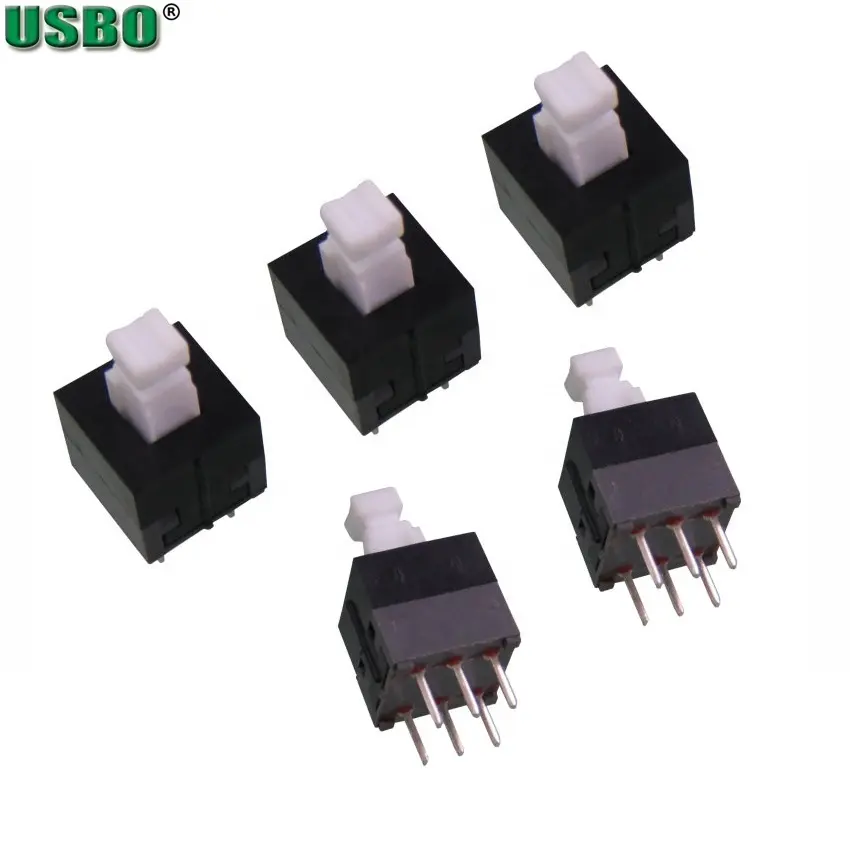 USBO 8.5*8.5mm Double Row 6Pins Plug-in Type Push Button Self-locking Switch Without Lock