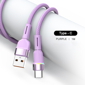 Software Silicona 120W Trenzado USB a Tipo C Cable 6A Cable de carga rápida con indicador LED de 7 colores para teléfono inteligente Android - Product Image 4