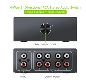 4 Way Bi-Directional RCA Stereo <strong>Audio</strong> <strong>Switch</strong> 1 in 4 Out or 4 in 1 Out L/R Jack Sound Channel RCA <strong>Audio</strong> Switcher Selector - Product Image 5