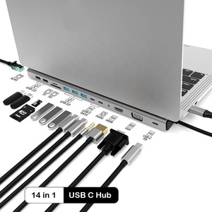 14 in 1 porta multipla VGA SDTF USBA RJ45 PD HDMI USB C adattatore Hub caricatore supporto da tavolo Dock Station supporto di ricarica - Product Image 2