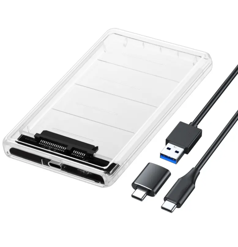 عروضات ساخنة حافظة شفافة 2.5 بوصة SATA SSD USB 3.1 حالة محرك الأقراص الصلبة اغلفة USB-C 10Gbps مع محول USB اضافي