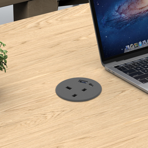<strong>UK</strong>/US/EU Standard Mini Flush <strong>Mounted</strong> Desk Socket Circular Type Furniture Desktop Plug Hole Socket Round Power Grommet - Product Image 6