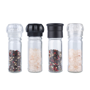 Kitchen Manual Empty Clear 100ml Glass <strong>Spice</strong> Salt Pepper <strong>Grinders</strong> <strong>Jar</strong> with Plastic Lids for <strong>Spice</strong> and Salt - Product Image 1