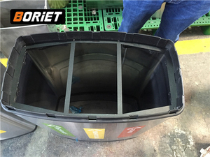 Steel Recycling Trash Can With 3 Compartment Rectangular Outdoor Waste <strong>Bins</strong> 50L 80L Capacity Without Lid Public Storage Usage - Product Image 6