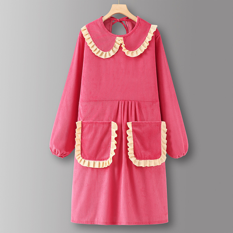 PinkLZ801Corduroy doll collar long sleeve Coverall