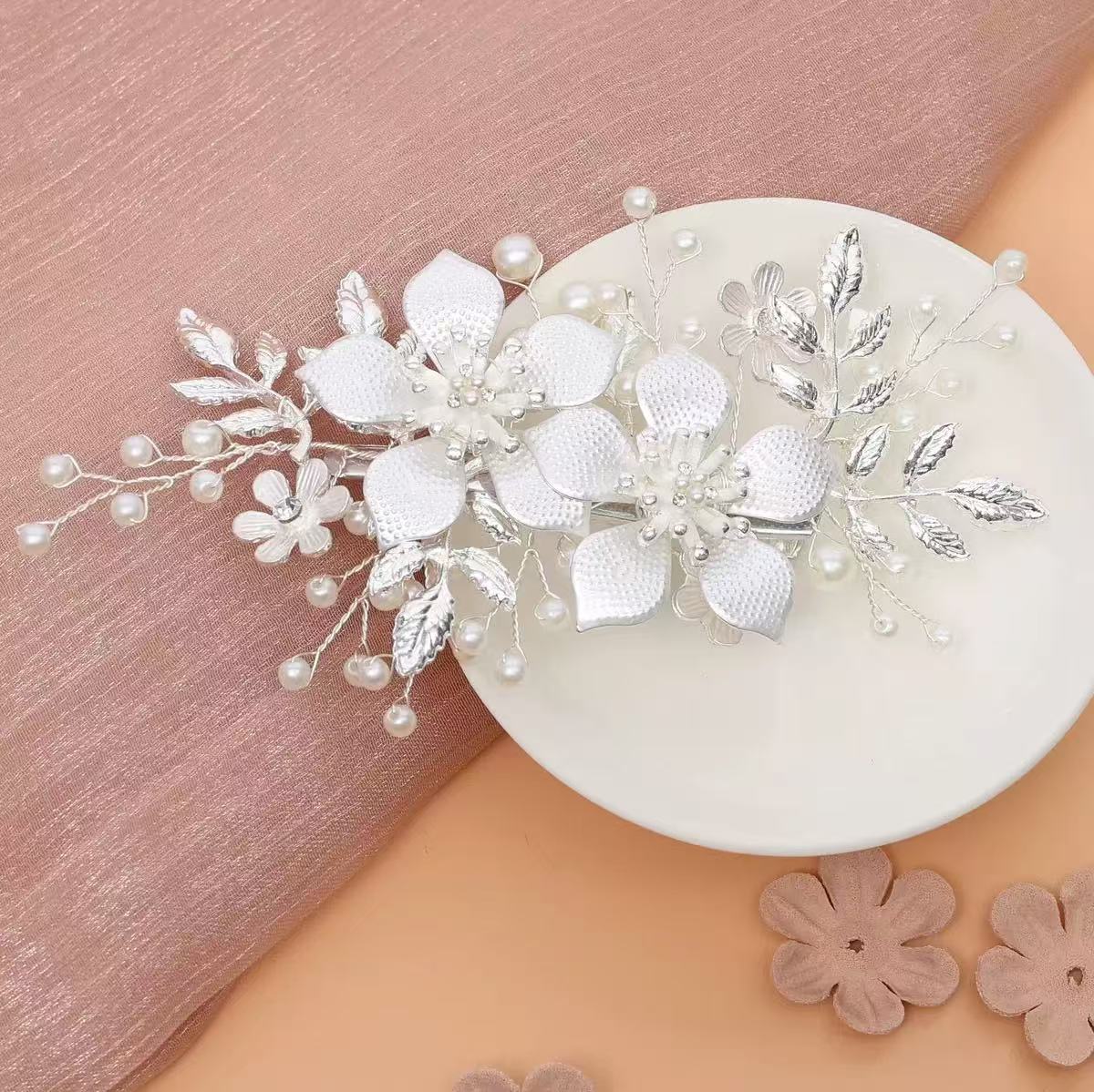 Argent - 2 Fleurs - Pince à cheveux