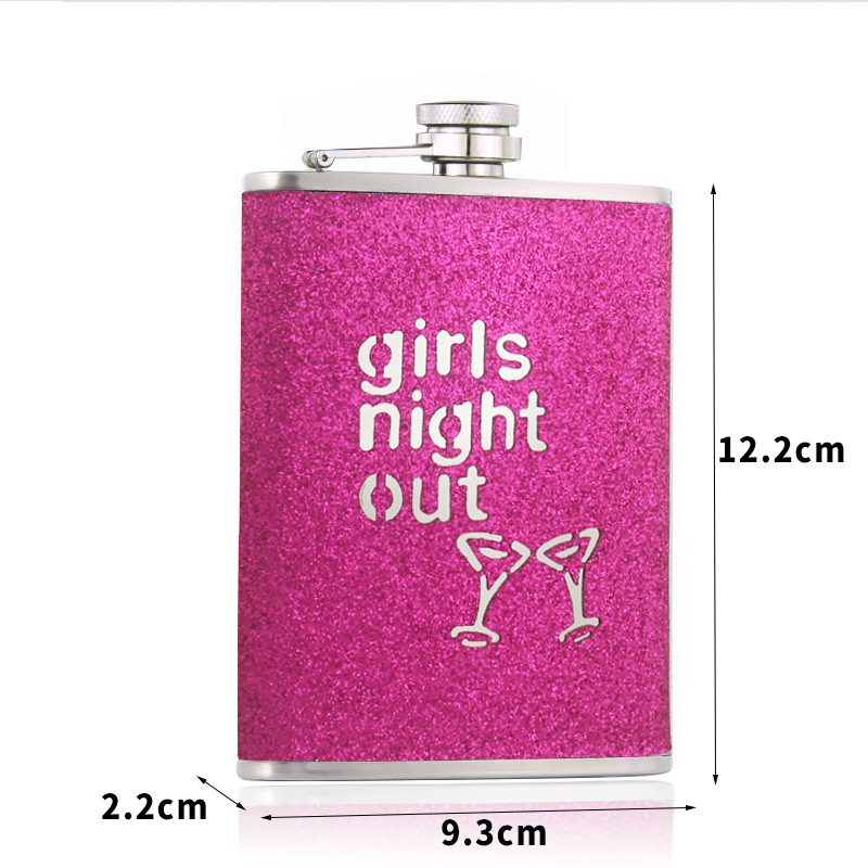 8oz fille en cuir à paillettes rouge rose