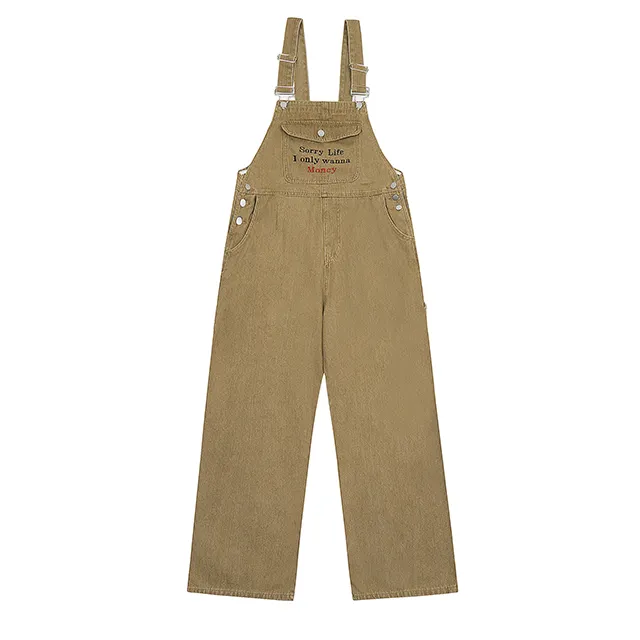 Pantalones rectos sueltos con tirantes y pierna ancha Y2K con bordado de letras de alta definición OEM/ODM, pantalones de estilo Ins de gran venta Unisex
