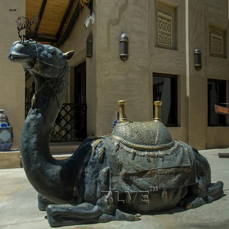 BLVEシティアウトドアアートハンドキャスティングアンティーク銅動物彫刻等身大ブロンズキャメル像庭の装飾用