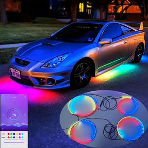 Rüya renk akış serisi RGB LED Underglow işık kiti 4 adet su geçirmez dış araba ışık APP kontrol 12V evrensel 180 ışın yeni - Product Image 3