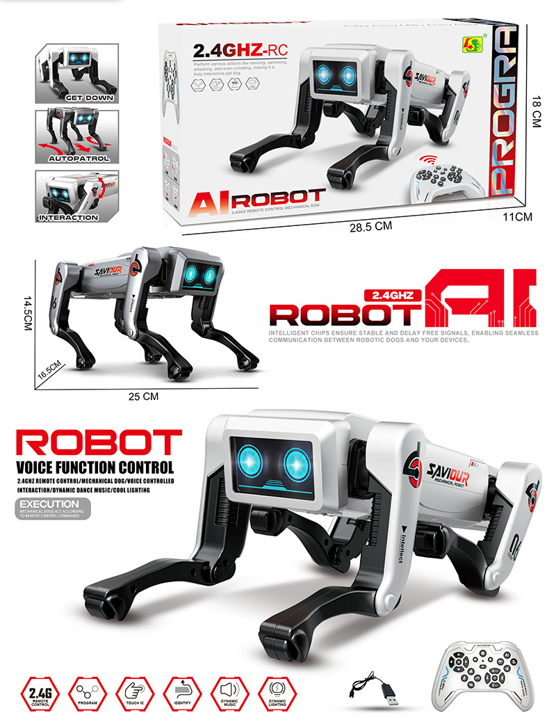 Pequeño perro robot inteligente con IA, control remoto - blanco