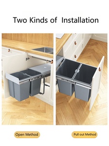 Cubo de basura de plástico para cocina HNOSS, cubos de basura dobles con cubo de basura integrado extraíble deslizante - Product Image 5