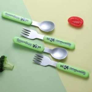 Großhandel niedlichen Cartoon Muster Kinder Löffel und Gabel für Kinder Besteck Set