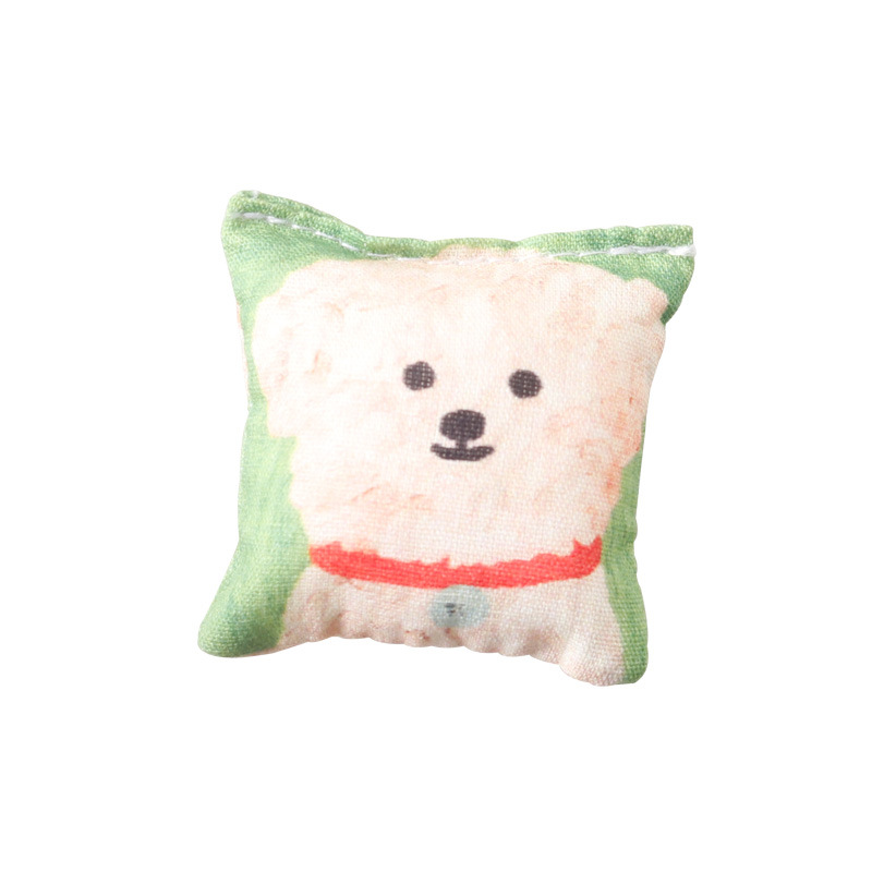 Coussin chien en peluche vert et blanc