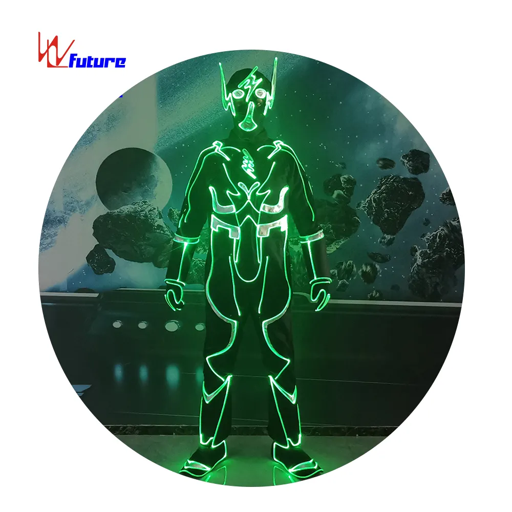 Set personalizzato in fibra ottica di Halloween luci a LED carnevale Flash Costume - Spider-man nero 1 pezzo adulti Performance luminosa