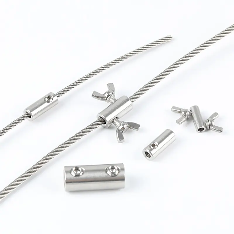 304 Attaches de câble métallique de serrage de vis à main d'acier inoxydable papillon pour le fil de 3mm 1/8