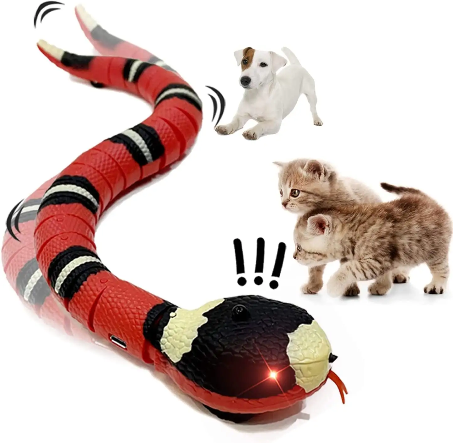 Sıcak satış otomatik akıllı algılama yılan Usb şarj edilebilir kedi Teaser oyun elektrikli yılan kedi oyuncak