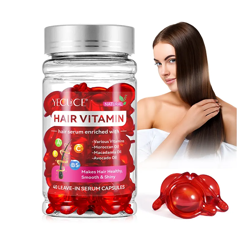 Schlussverkauf 40 Keine Pause Haarschlaufen Vitamin-Kapseln Haarbehandlungsserum mit marokkanischem Argan Macadamia Avocado Öle für Frauen und Männer