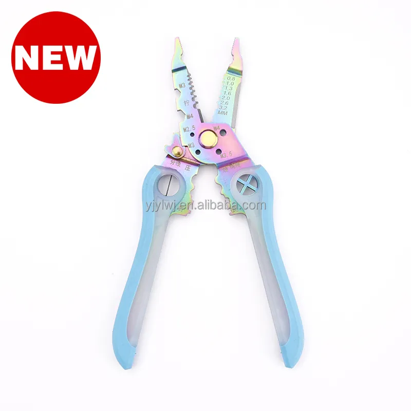 New Design Titanium Plating Technology Cable Crimping Wire Cutter Stripper Wire pliers With 420j2 Stainless Steel+PP Handle