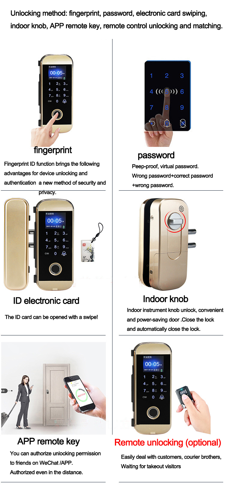 Smart glass door fingerprint lock password APP digital data entry from home lock 2022 digital lock guangdong candado inteligente