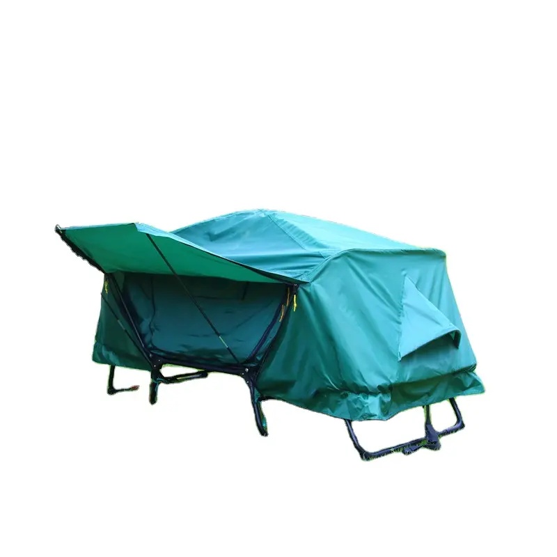 Barraca de acampamento ao ar livre para 3-4 pessoas, barraca de pesca off ground, construção rápida, dupla camada, dobrável, à prova de chuva, berço e cama, acessório
