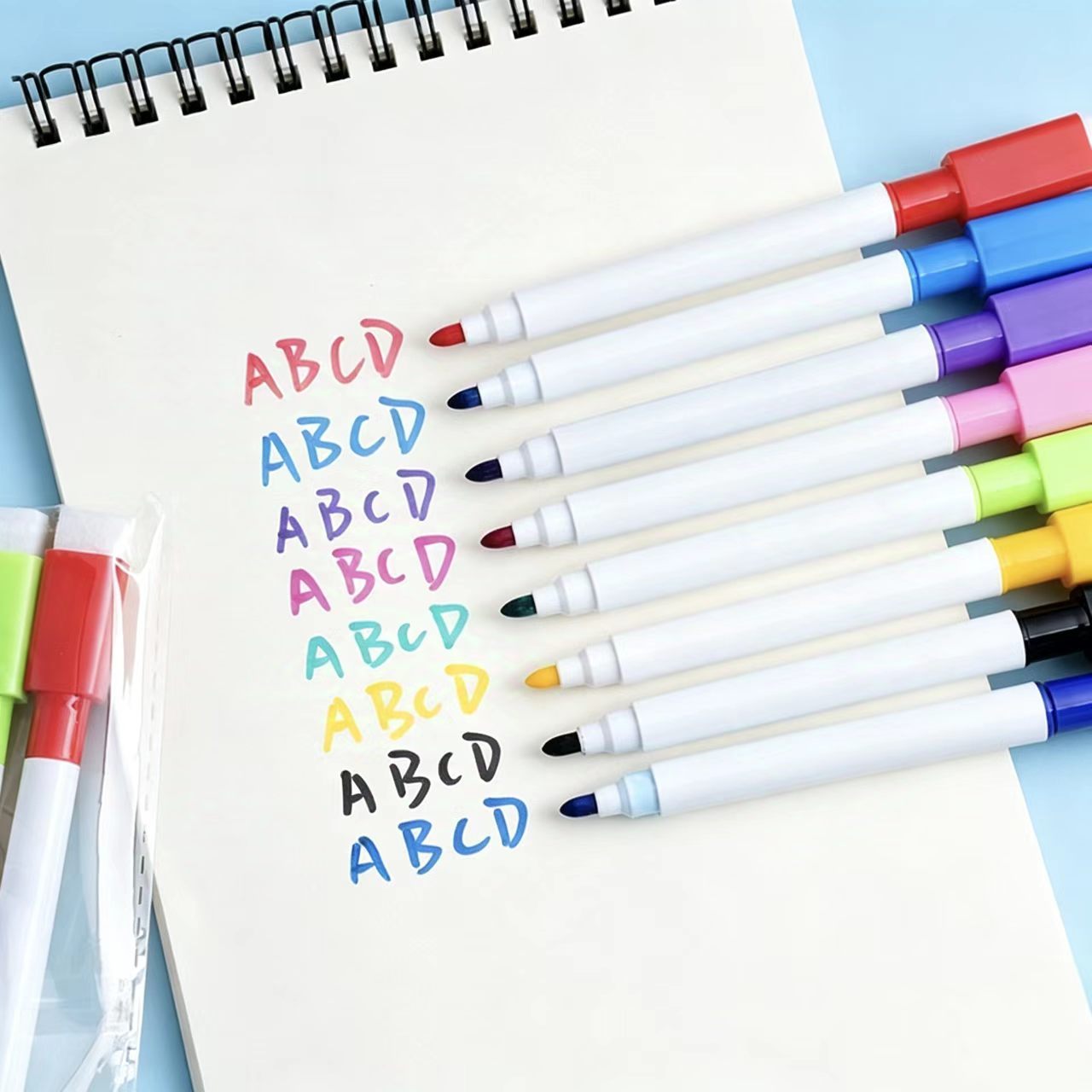 red, blue, black, green, purple, yellow, pink