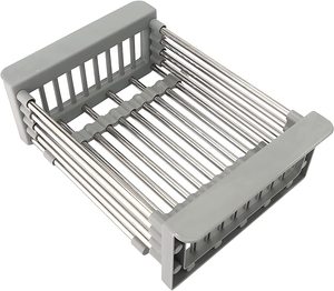 Genişletilebilir bulaşık kurutma rafı lavabo bulaşık kurutma rafı boşaltma yemekleri meyve drenaj paslanmaz çelik raflar mutfak için - Product Image 1