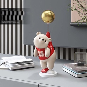Dropshipping 2022バルーンアニマルパターン付きアートレジンベア像ホームウェディングデコレーション誕生日ギフトベア彫刻 - Product Image 4