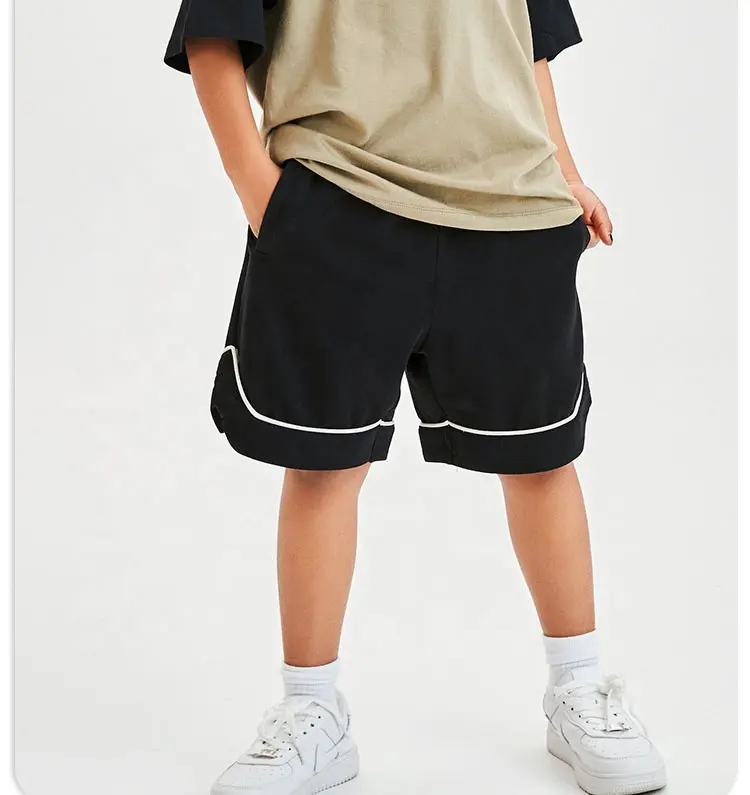Vestiti estivi per bambini pantaloncini larghi per ragazzi in cotone oversize pantaloncini per bambini con nastro intrecciato a contrasto