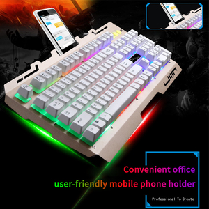 G700 kablolu oyun klavyesi RGB arkadan aydınlatmalı 104 tuşlu klavye ile telefon tutucu Win XP/7/8/10/Mac 10.2 ve üstü için uyumlu - Product Image 3