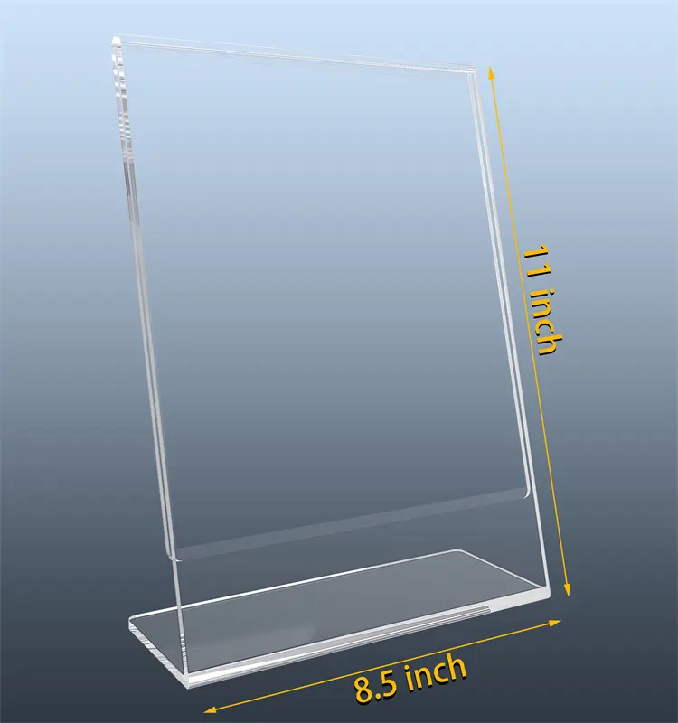 Pemegang Menu plastik bening bentuk L, dudukan tanda meja untuk restoran fpr kantor sekolah dan toko (1 karton termasuk 48 buah)