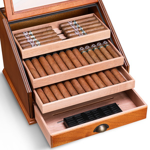 <strong>Humidor</strong> with Hygrometer and Humidifier Glass Top Cigar Box, Large-Capacity Cigar Cabinet Holds 100 Cigars - Product Image 4