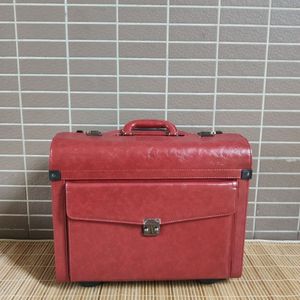 パイロット大容量2輪ヴィンテージPUレザートラベルバッグトロリーラゲッジ業務用