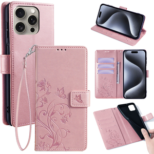 花朵设计钱包翻盖皮套适用于iphone 16e 15 14 13 12 11 XS XR X 8卡槽磁性书套支架皮套 - Product Image 1