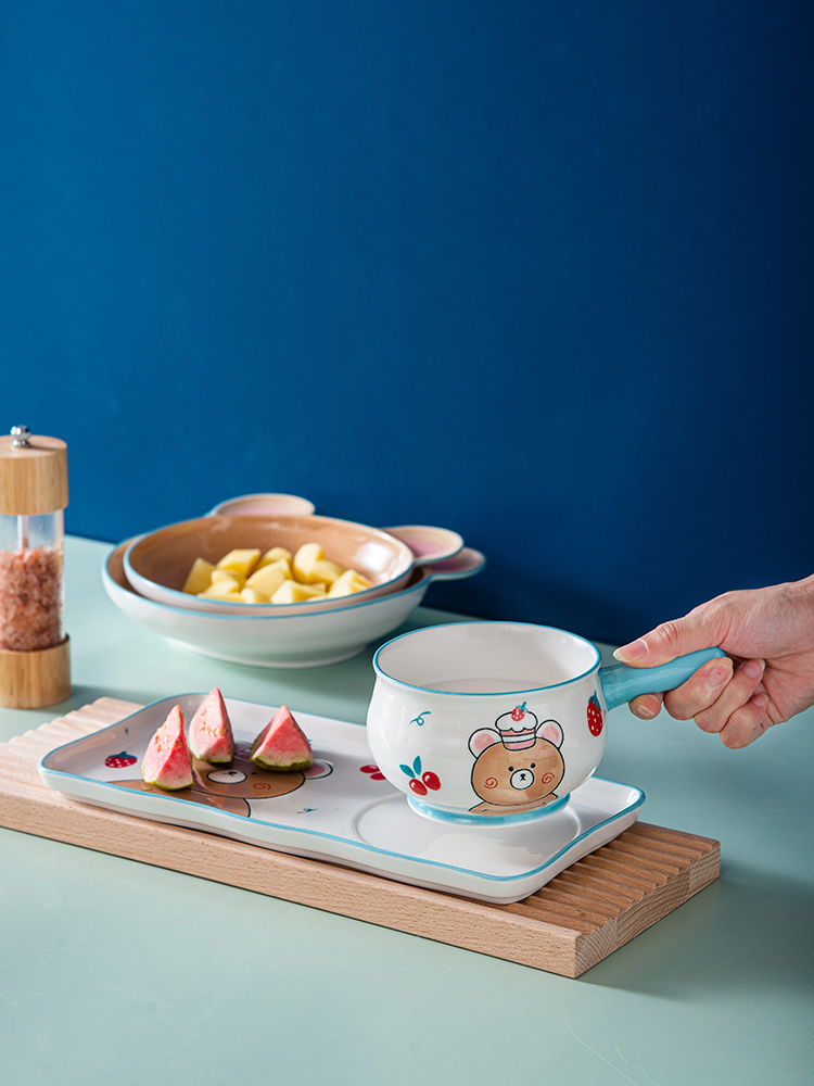 Hot sale little bear decal promotion ceramic porcelain China gift bake dish bakeware bowl plate soup bowl set dinnerware sets