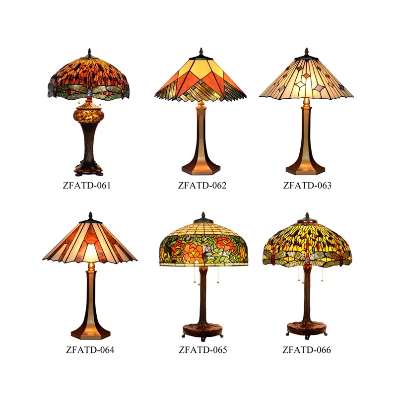 Zf lâmpada tiffany de vidro colorido, lâmpada para lâmpadas e tiffany, feita na china