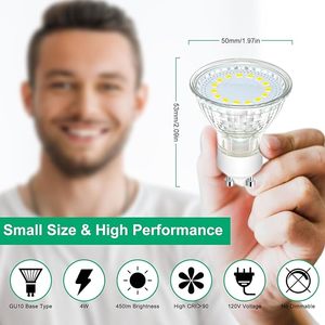 GU10 Light Bulbs 4W 5W <strong>6W</strong> 7W Non-Dimmable <strong>Gu5.3</strong> Spotlight <strong>LED</strong> Recessed Track Light Bulbs Replacement 120&deg; Beam Angle - Product Image 2