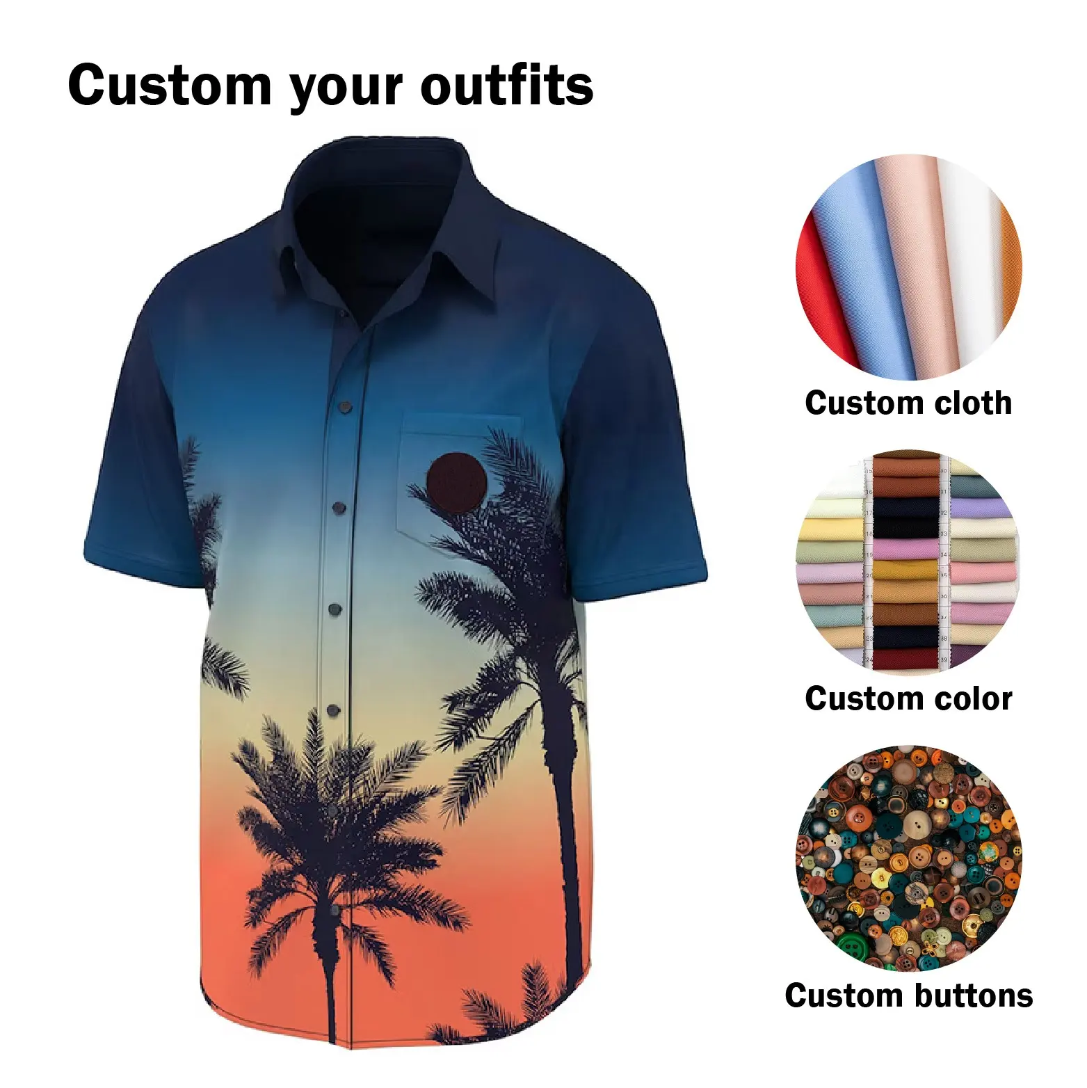 Camisa havaiana personalizada Oem de algodão orgânico de alta qualidade nova moda impressa