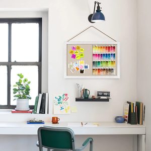 Bảng gỗ với Linen <span class=keywords><strong>16x11</strong></span> inch bảng thông báo tường trang trí nội thất treo Pin gỗ đóng khung hiển thị bản tin nút chai hình ảnh Hội Đồng Quản Trị - Product Image 2