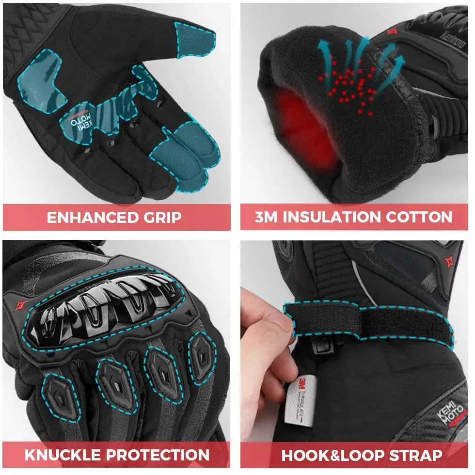 Winter Motorcycle Gloves Rainproof Riding Gloves With Touchscreen